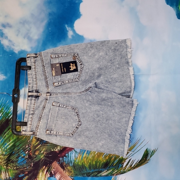 INDIGO Rein super hi-rise distressed women's Denem shorts size 5 - Picture 2 of 3
